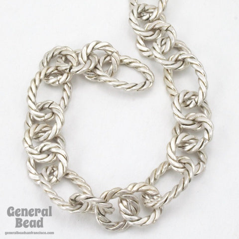 Antique Silver 17mm x 12mm Oval and 11mm Round Link Chain CC231-General Bead