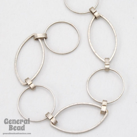Antique Silver 23mm x 12mm Oval and 14.8mm Round Link Chain CC235-General Bead