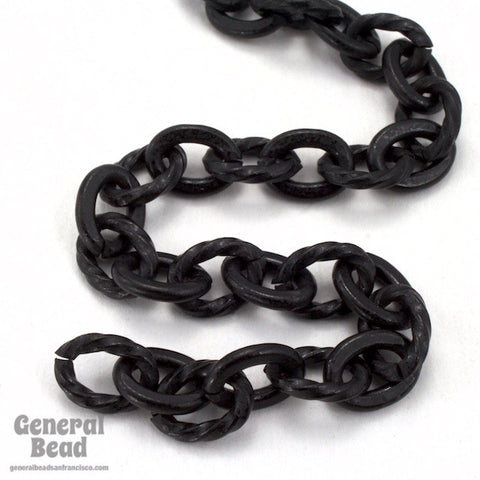 7.5mm x 5.5mm Matte Black Plain and Twist Link Chain CC237-General Bead