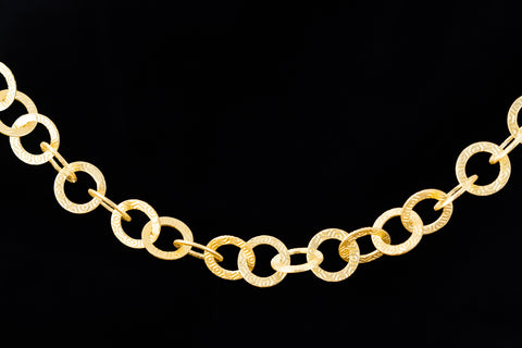 9mm Matte Gold Flattened Textured Cable Chain CC87-General Bead