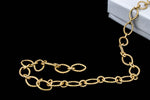 Matte Gold, 9mm x 6mm Textured Ovals Chain CC140-General Bead