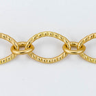 Matte Gold, 9mm x 6mm Textured Ovals Chain CC140-General Bead