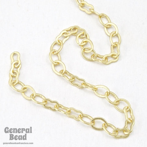 5mm x 3mm Matte Gold Delicate Oval/Peanut Link Chain CC213-General Bead