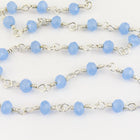 3.5mm Silver/Opal Periwinkle Fire Polished Glass Beaded Rosary Chain #CC99-General Bead