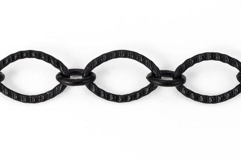 Matte Black, 9mm x 6mm Textured Ovals Chain CC140-General Bead