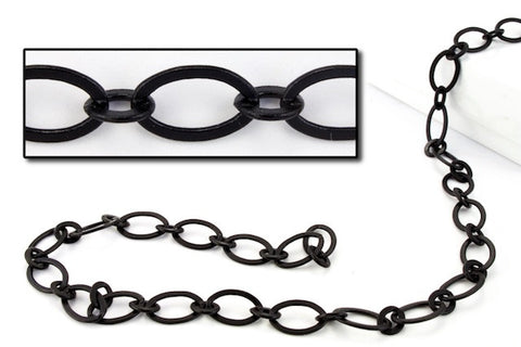 5mm x 9mm Matte Black Flat Oval Chain CC161-General Bead