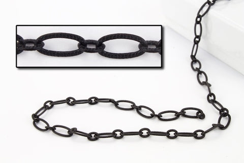 Matte Black 6.4mm x 3mm Textured Oval Chain CC174-General Bead