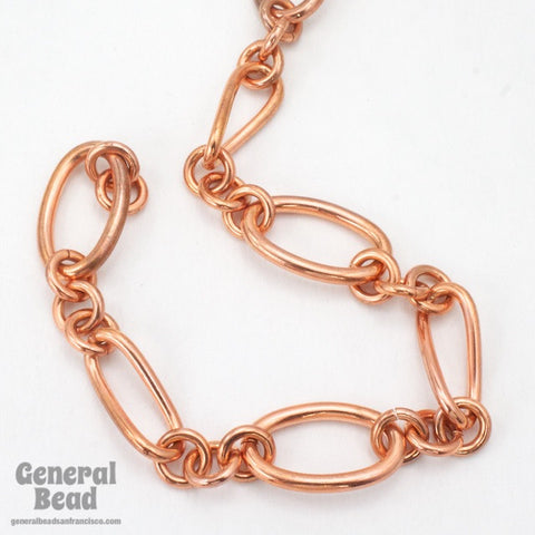 Bright Copper 26mm x 16mm Oval and 25.4mm x 10mm Twisted Link Chain CC234-General Bead