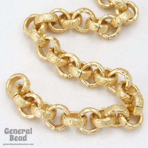 6.3mm Matte Gold Textured Vintage Style Rolo Chain CC253-General Bead