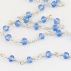 3.5mm Silver/Lt. Sapphire Fire Polished Glass Beaded Rosary Chain #CC99-General Bead