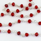 3.5mm Silver/Lt. Siam Fire Polished Glass Beaded Rosary Chain #CC99-General Bead