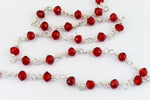 3.5mm Silver/Lt. Siam Fire Polished Glass Beaded Rosary Chain #CC99-General Bead