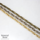 6mm x 10mm Antique Brass Hammered Double Oval Link Chain-General Bead