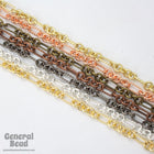 9mm x 5mm Antique Copper Rectangle and Round Textured Link Chain CC243-General Bead