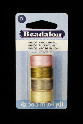 Size D Nymo Thread -Beach Tones Mix (4 Packs, 24 Packs) #CDC002