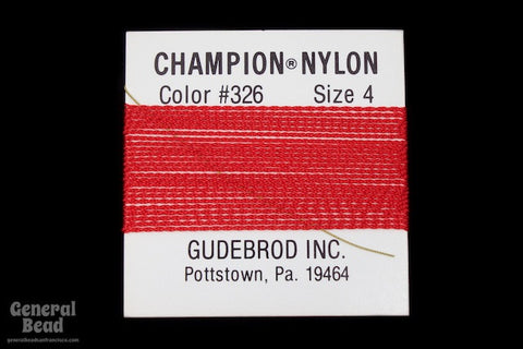 Red Nylon Size 4 Needle End Bead Cord-General Bead