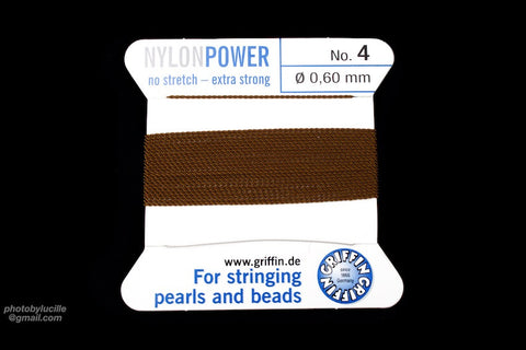 Brown Griffin Nylon Size 4 Needle End Bead Cord #CGF207-General Bead