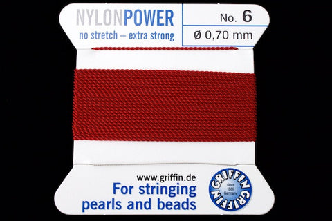 Garnet Griffin Nylon Size 6 Needle End Bead Cord #CGF306-General Bead