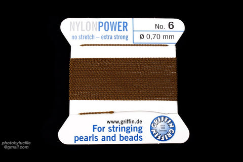 Brown Griffin Nylon Size 6 Needle End Bead Cord #CGF307-General Bead
