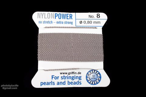 Grey Griffin Nylon Size 8 Needle End Bead Cord #CGF403-General Bead