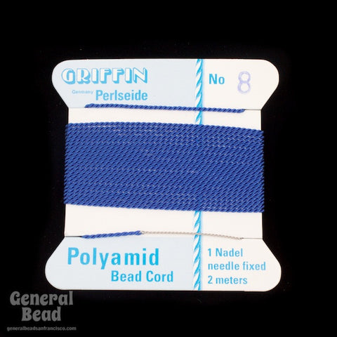 Dark Blue Griffin Nylon Size 8 Needle End Bead Cord #CGF409-General Bead