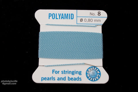 Light Blue Griffin Nylon Size 8 Needle End Bead Cord #CGF412-General Bead