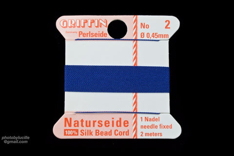 Dark Blue Griffin Silk Size 2 Needle End Bead Cord #CGG114-General Bead