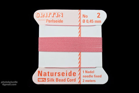 Pink Griffin Silk Size 2 Needle End Bead Cord #CGG115-General Bead