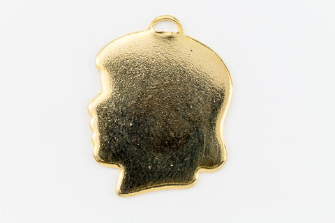 23mm Gold Girl's Profile Charm (2 Pcs) #CHA048-General Bead