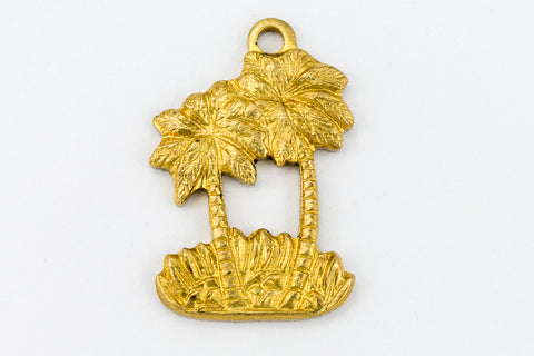 16mm Raw Brass Palm Tree Charm #CHA067-General Bead