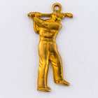 25mm Raw Brass Man Playing Golf Charm #CHA072-General Bead