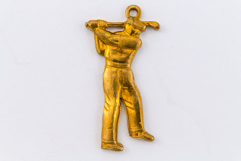 25mm Raw Brass Man Playing Golf Charm #CHA072-General Bead
