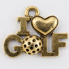 18mm Gold "I Love Golf" Charm #CHA073-General Bead