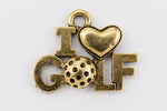 18mm Gold "I Love Golf" Charm #CHA073-General Bead