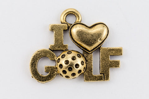 18mm Gold "I Love Golf" Charm #CHA073-General Bead