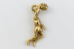 25mm Gold Dimensional Basketball Player Charm #CHA088-General Bead
