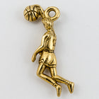 25mm Gold Dimensional Basketball Player Charm #CHA088-General Bead