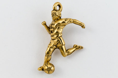 25mm Gold Dimensional Soccer Player Charm #CHA089-General Bead