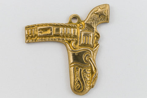 20mm Raw Brass Pistol in Holster Charm #CHA093-General Bead