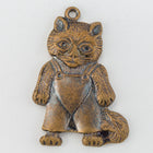 20mm Antique Brass Kitten in Overalls Charm #CHA121-General Bead