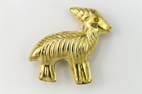 35mm Raw Brass Goat Bead (2 Pcs) #CHA141-General Bead