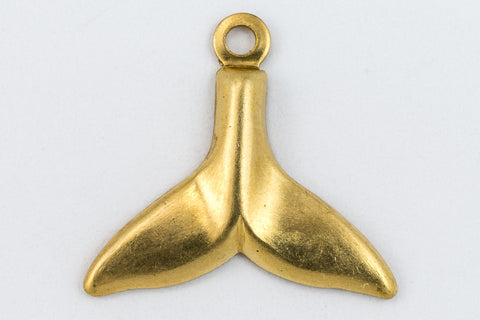 15mm Raw Brass Whale Tail Charm (2 Pcs) #CHA157-General Bead