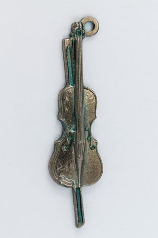 27mm Antique Silver Violin Charm #CHA167-General Bead