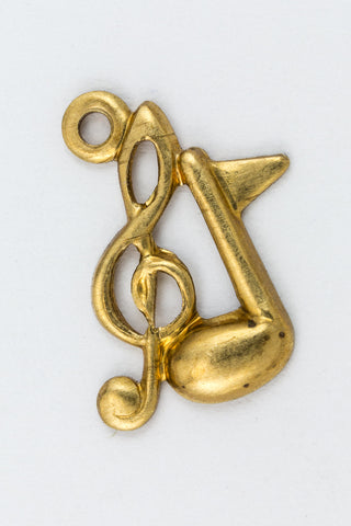 13mm Raw Brass Treble Clef and Music Note Charm (4 Pcs) #CHA170-General Bead