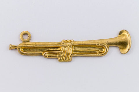 27mm Raw Brass Trumpet Charm #CHA174-General Bead