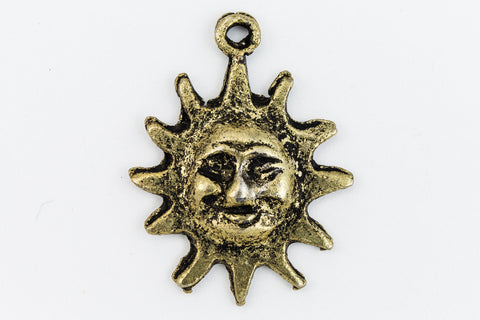 25mm Antique Brass Sun Face Charm #CHA188-General Bead