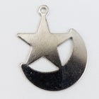 22mm Silver Crescent Moon with Star Charm (2 Pcs) #CHA194-General Bead