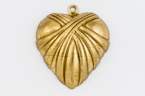 26mm Raw Brass Draped Heart Charm #CHA213-General Bead