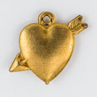 14mm Raw Brass Heart with Arrow Charm (2 Pcs) #CHA214-General Bead