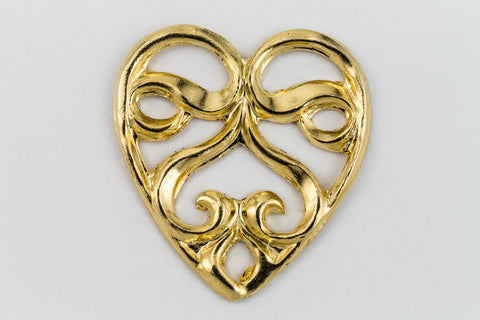 20mm Gold Ribbon Heart #CHA218-General Bead